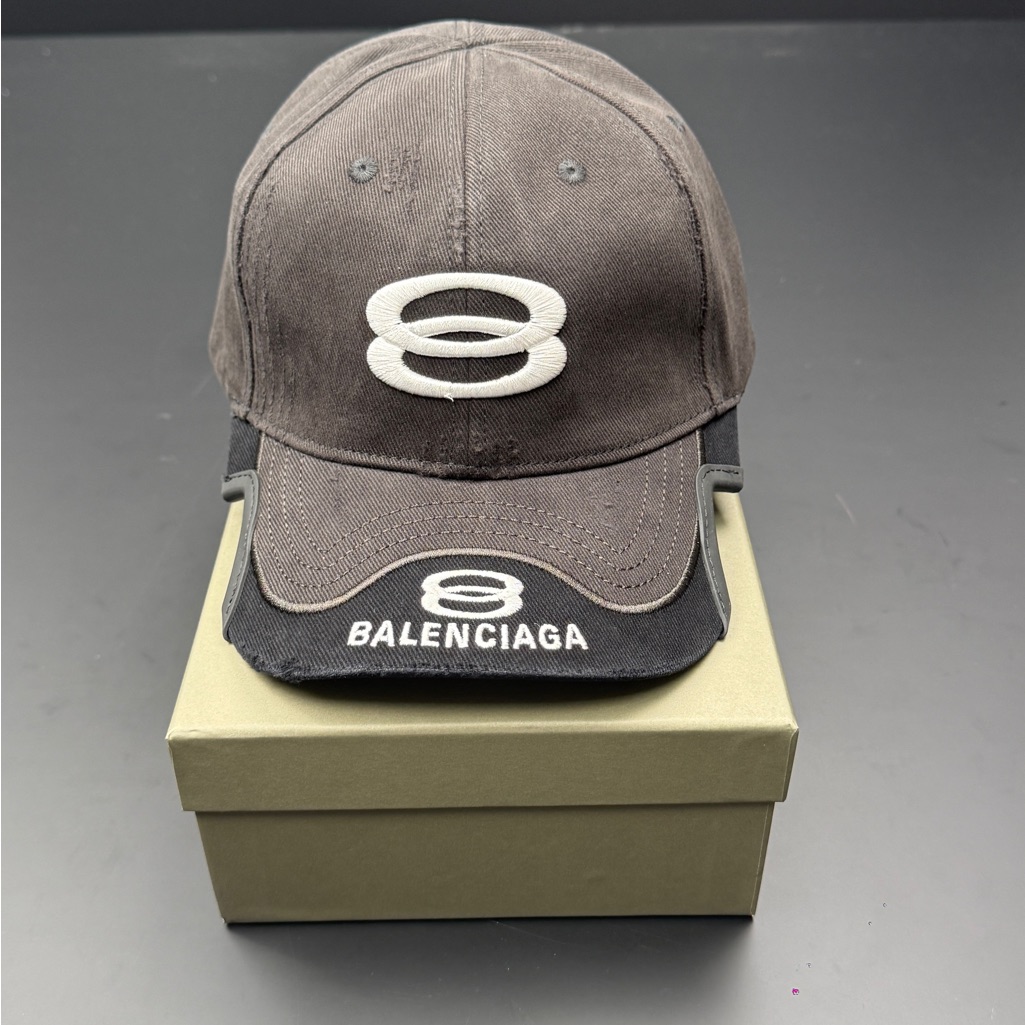 Balenciaga Charcoal Gray Baseball Cap With White Logo